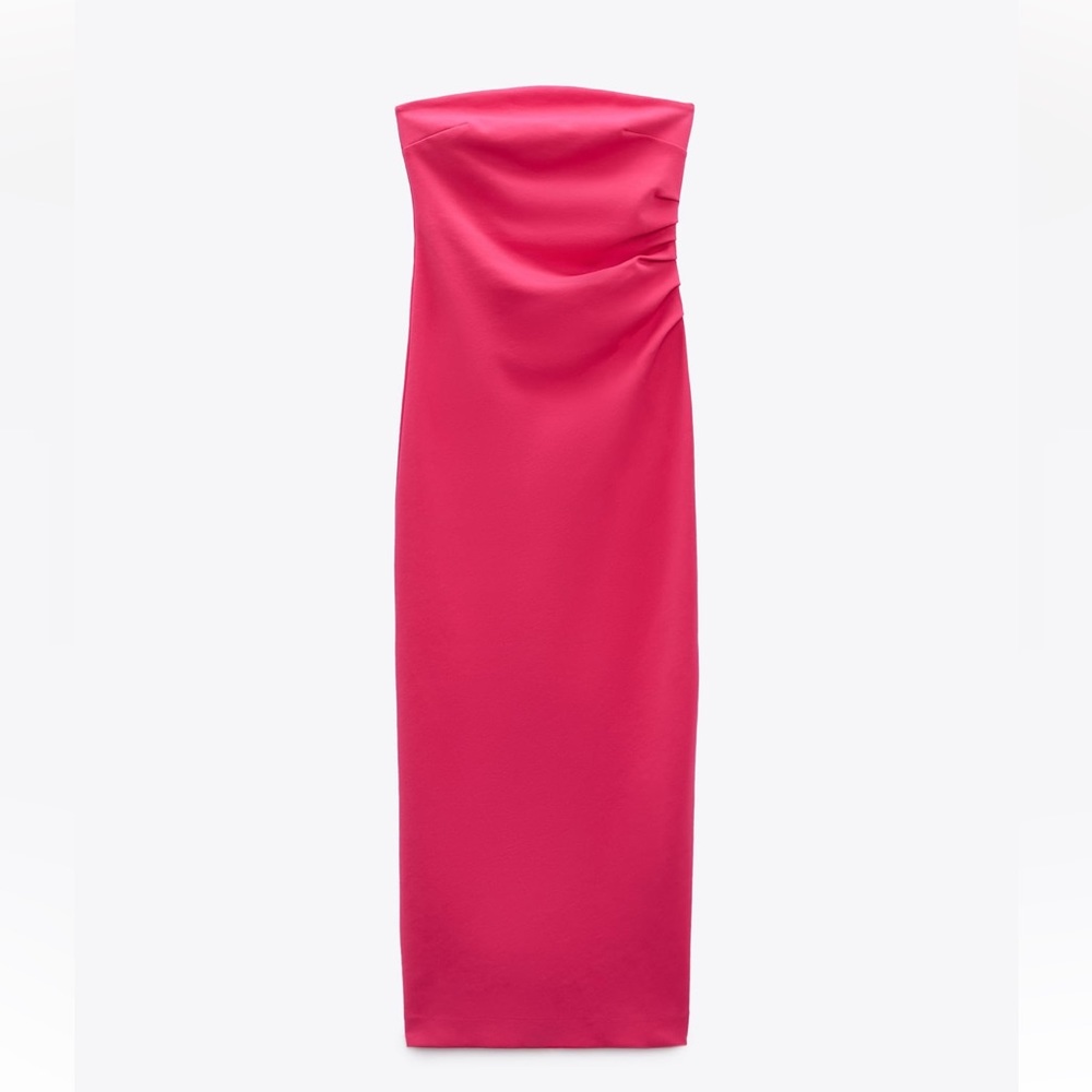 Zara MIDI DRESS. Fuchsia. Size S. New with Tags. - Picture 6 of 8